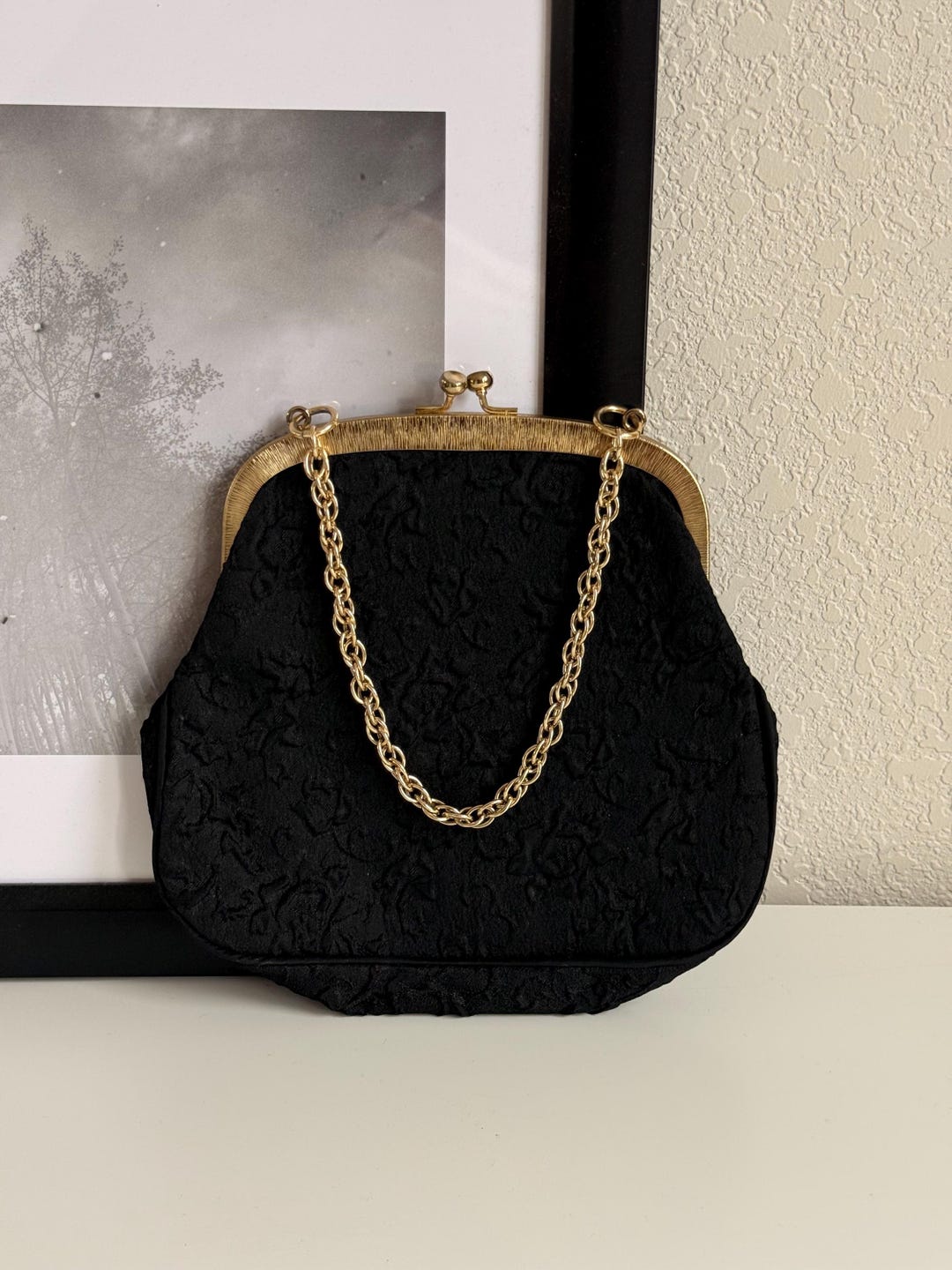 Vintage 1940s Jaquard Clamshell Opera Handbag - Etsy