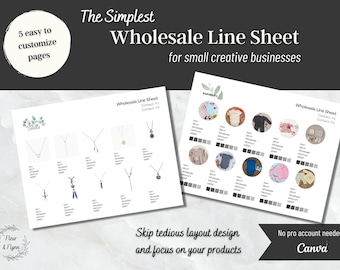 DIY Graphic Design for Small Business,Minimalist Wholesale Line Sheet Canva Template, Editable in Canva Free