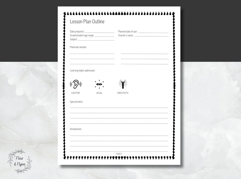 Blank Lesson Plan Printable, Teacher Lesson or Homeschool Lesson