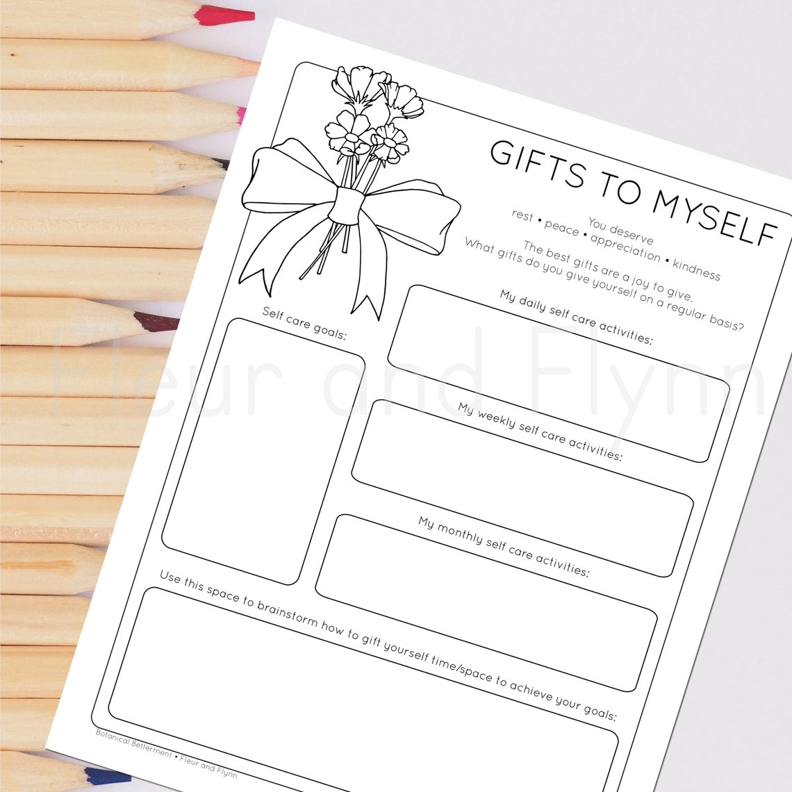 Self Care Printable Worksheet Prioritizing Myself, Self Love Activity ...