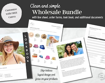 Wholesale Media Kit Template Canva, Wholesale Bundle with Look Book Line Sheet Order Form, DIY Graphic Design, Minimalist