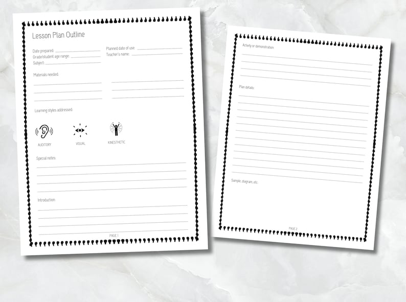 Blank Lesson Plan Printable, Teacher Lesson or Homeschool Lesson