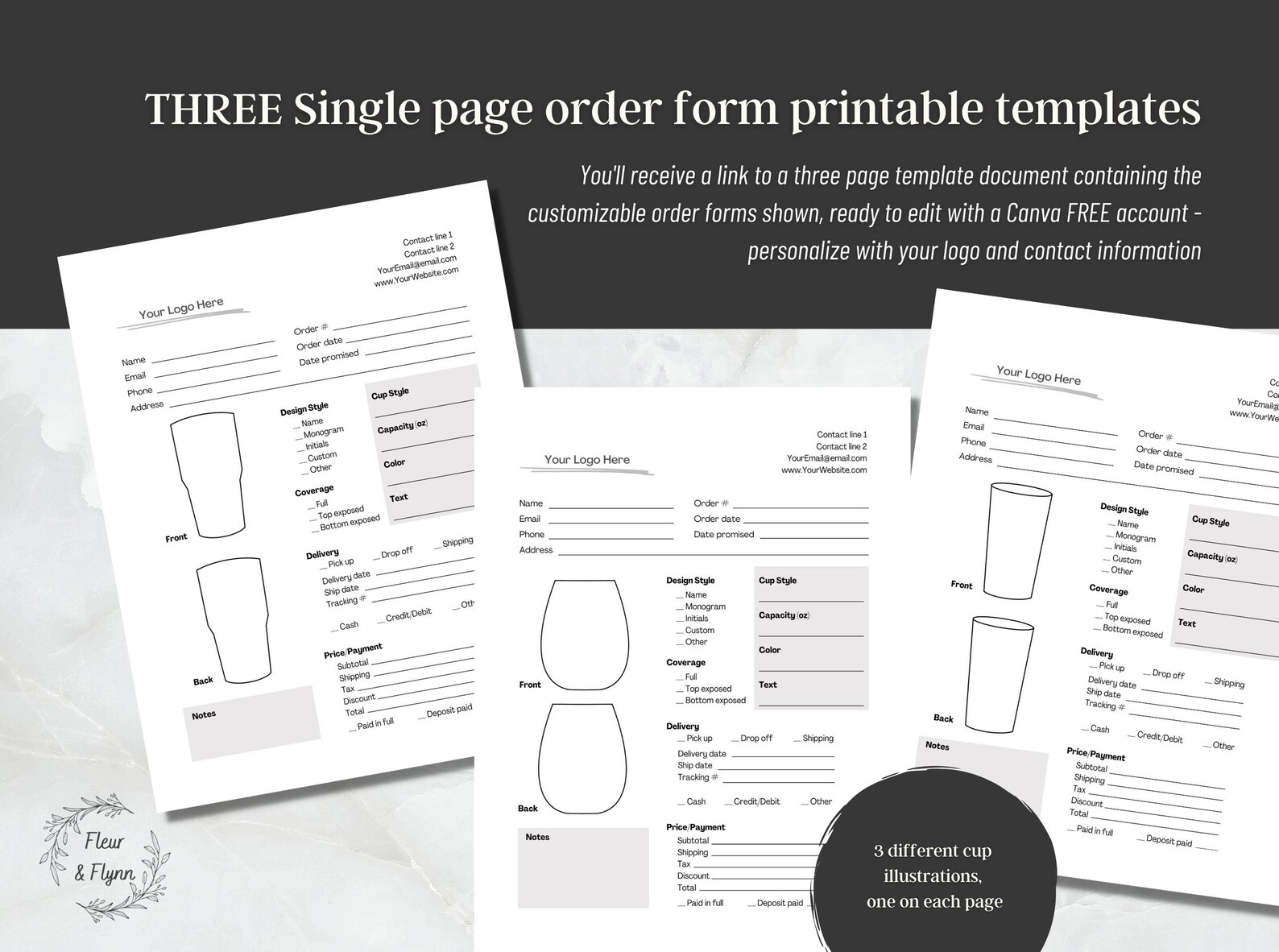 Custom Tumbler Order Form Canva Template (digital Download) - Etsy