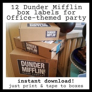 Dunder Mifflin Paper Box Labels | Office Party | Dunder Mifflin Signs | Office Party Decorations | Office Party Decor | Printable Download