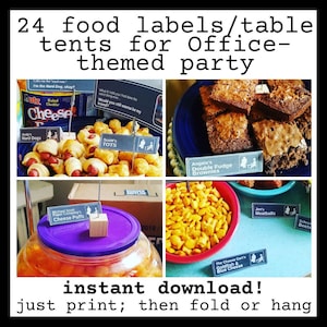 The Office Party Food Labels | Office Party Table Tents Food | Office Party Decorations | Office Party Decor | Printable Instant Download