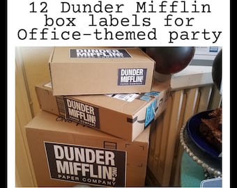Dunder Mifflin Paper Box Labels | Office Party | Dunder Mifflin Signs | Office Party Decorations | Office Party Decor | Printable Download