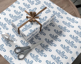 Corning Corelle Pyrex Blue Cornflower Wrapping Paper, Corningware Christmas Gift Wrap Blue/White Vintage Inspired Holiday Retro Reproduction