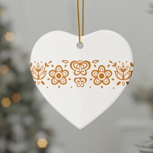 Pyrex Butterfly Gold Christmas Ornament, Corningware Corelle Compatible Pattern Ceramic Heart, Holiday Tree Decoration Vintage Inspire Retro