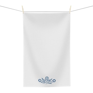 Corningware Corelle Cornflower Blue Kitchen Tea Towel, Vintage Inspired Table Linens, Corning Pyrex Collector, Retro Kitchen, Blue & White