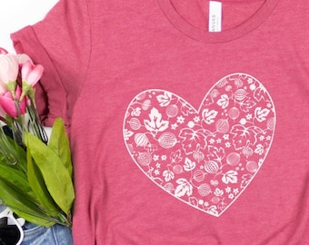 Pyrex Pink Gooseberry Bowl Pattern Heart Shirt, Short-Sleeve T-Shirt, Flea Market Vintage Kitchen Collector Gifts For Her, Corning Ware