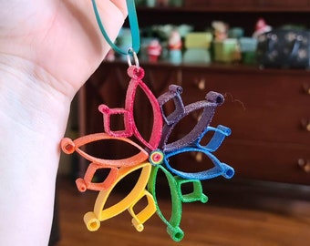 Rainbow Snowflake Pride Christmas Ornament, Quilled Paper, LGBTQ Gift, Ombre, Holiday Decorations, LGBTQIA+, Quilling Art