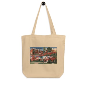 Mary Washington Tote Bag, Vintage Postkarte Bio-Baumwolle, Campus Alumni Geschenk Innenstadt von Friedrichsburg VA College/University Travel Ephemera