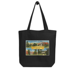 Borsa tote Mary Washington, cartolina vintage in cotone organico, regalo per ex alunni del campus Downtown Fredericksburg VA College/University Travel Ephemera
