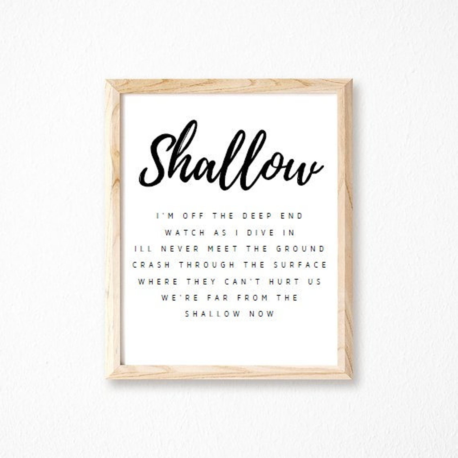 Shallow Lady Gaga Song Lyrics Printable Wall Art Etsy