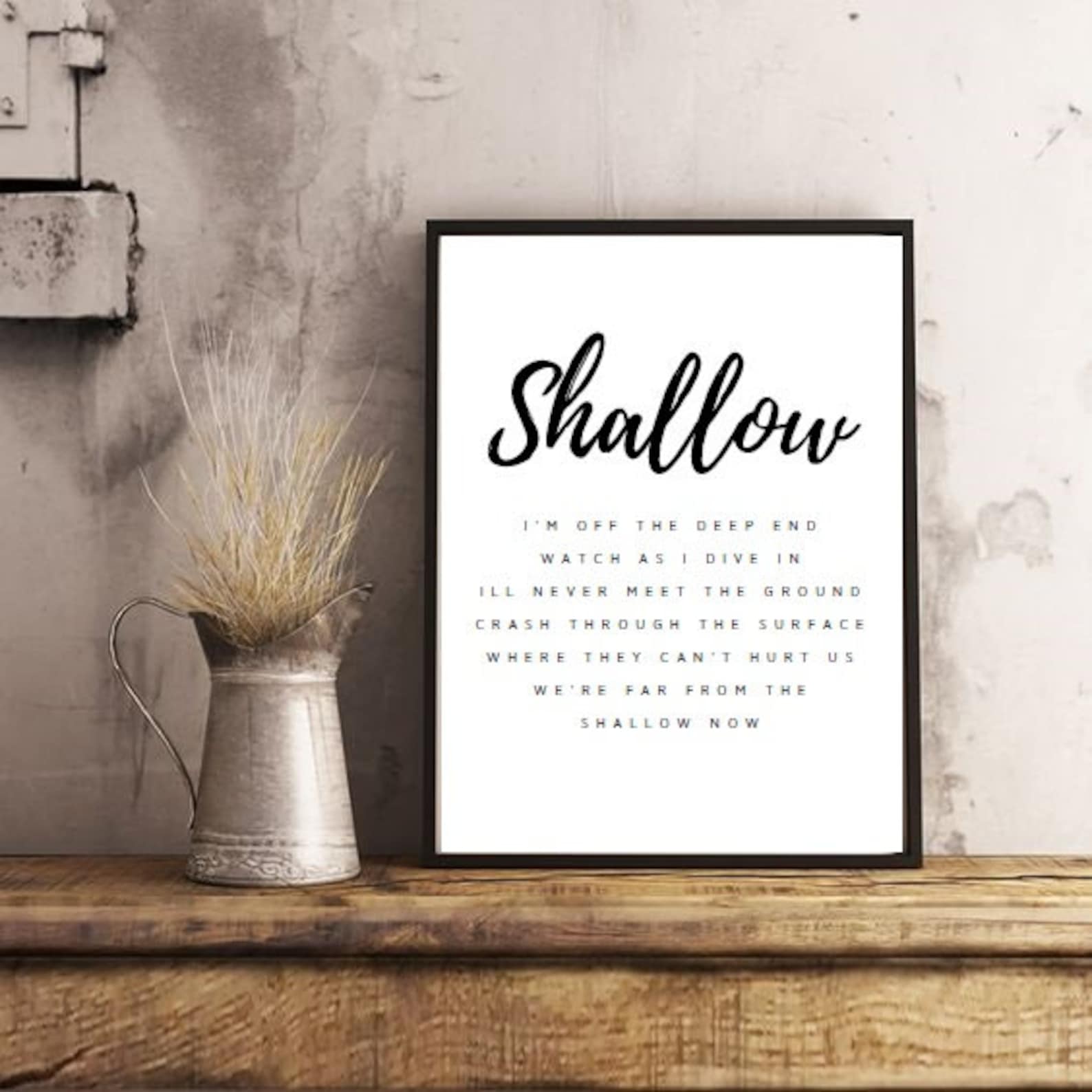 Shallow Lady Gaga Song Lyrics Printable Wall Art Etsy