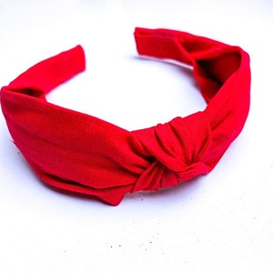 Knotted Fabric Headband in Bright Red
