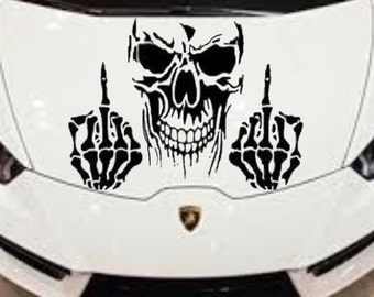 Skull with Middle Fingers Auto Accent Decal, Skulls Car Vinyl,  Skull middle fingers Car Decal ,Hot Car Decal ,Car Side Decal,Car Door Decal