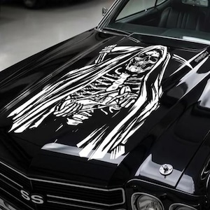 Grim Reaper Vinyl Decal, Gothic Skeleton Hood Graphic Sticker