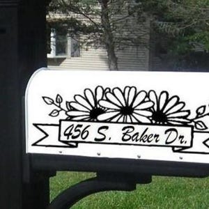 Custom Mailbox Decal with Daisies and Banner