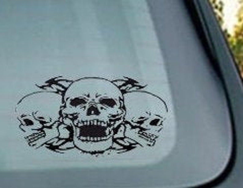 Skull Auto Accent Decal Skulls Car Vinyl Triple Skulls Car Etsy