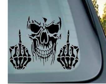 Skull With Middle Fingers Auto Accent Decal Skulls Car Vinyl -  Sweden