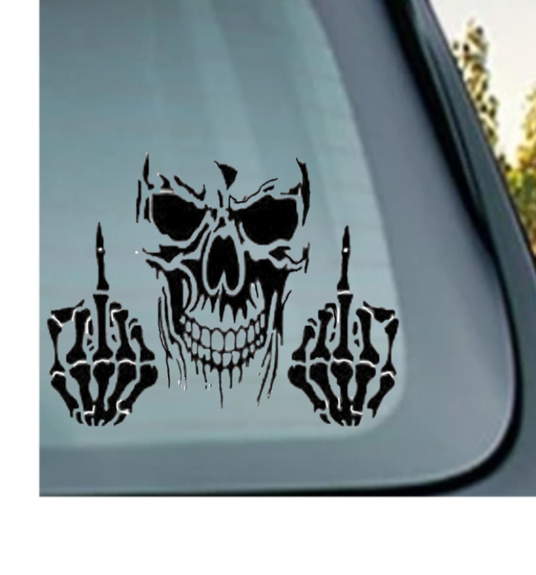 Skull With Middle Fingers Auto Accent Decal Skulls Car Vinyl -  Sweden