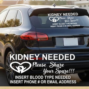 Kidney Donor Search Vinyl Decal, Drive hope. Save lives.