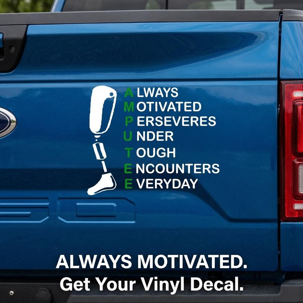 Amputee Pride Decal, Motivational Vinyl Sticker - Etsy