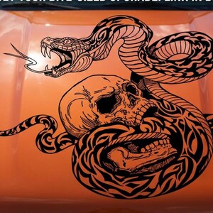 Tribal Snake Skull Vinyl Decal, Car Window Sticker, Die-Cut Art