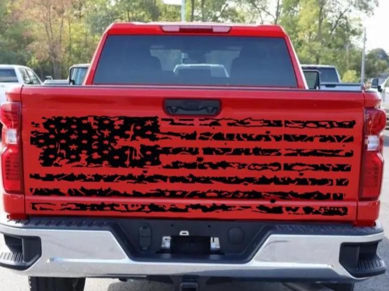 43x29 Inch Distressed American Flag Truck Graphic Vinyl Decal For Bed Or Tailgate