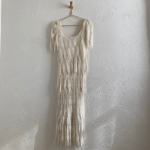Art Deco tiered lace wedding gown • size small