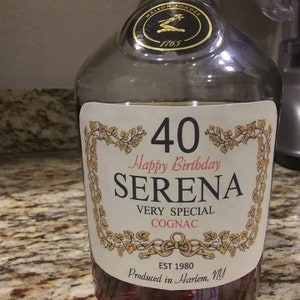 Custom Cognac birthday label