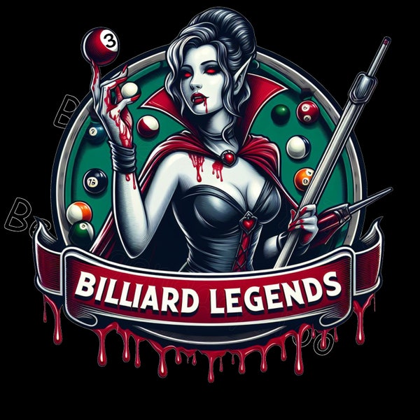 Vampire Billiard Legends PNG file instant download