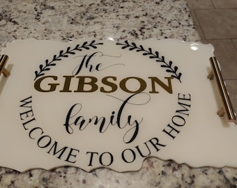 Custom resin serving tray, Wedding Gift, Home decor, Family serving platter