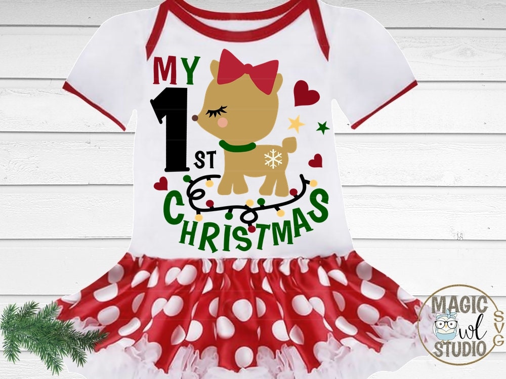 Download My first christmas svg cute reindeer shirt design Rudolph ...