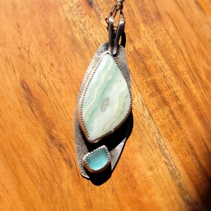 Blue Lace Agate and Seaglass Pendant