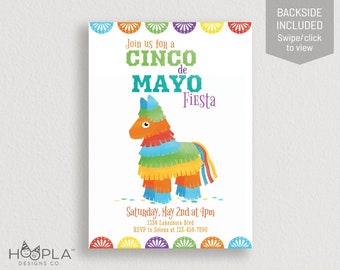 Cinco de Mayo Invitation for Kids or Anyone | Custom Digital Printable | Mexican fiesta, May 5, piñata, pinata party invite