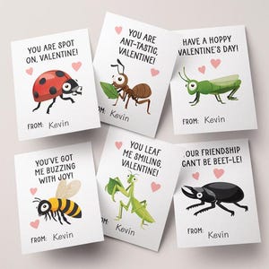 Biglietti di San Valentino per bambini / DOWNLOAD IMMEDIATO / Biglietti di San Valentino con insetti, animaletti, insetti, coccinelle, cavallette, scarabei, api, insetti, stampe fai da te