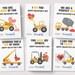 Kids Valentine Cards | INSTANT DOWNLOAD | Construction Vehicles, Construction Trucks, Valentines, Valentine's Day DIY Printable Cards