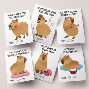 Cartes de Saint-Valentin pour enfants | TÉLÉCHARGEMENT IMMÉDIAT | Capybara Saint-Valentin, mignons Capy, Capys, Cappies, cochon d'Inde, gros rongeur, imprimables DIY