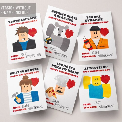 Kids Valentine Cards INSTANT DOWNLOAD Roblox Inspired - Etsy