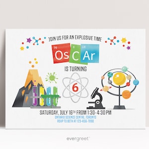Science Birthday Invitation for Kids | Custom Digital Printable ...
