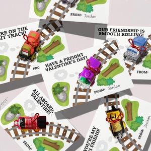 Tarjetas de San Valentín para niños / DESCARGA INSTANTÁNEA / Mini trenes, máquina de vapor, tren Choo Choo, San Valentín en forma de tren, San Valentín imprimibles para hacer tú mismo
