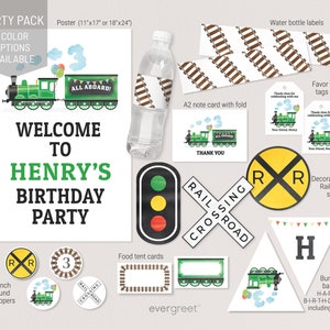 Train Party Pack and Tags | DIGITAL FILES ONLY | Add-on items. Invitation Sold Separately