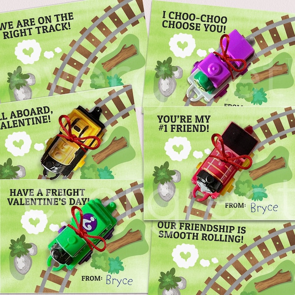 Kids Valentine Cards | INSTANT DOWNLOAD | Mini Trains, Steam Engine, Choo Choo Train, Train Valentines, DIY printable valentines