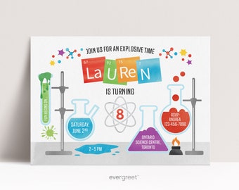 Science Birthday Invitation for Kids | Custom Digital Printable | science party, chemistry, science lab, mad science, mad scientist invite