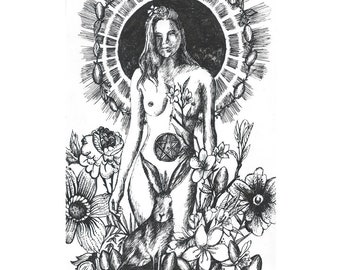 Ostara Goddess - 8 x 10 print  - Pagan art - Witch art - Pagan Goddess - witch gift - pagan gift - female empowering art - witchcraft art