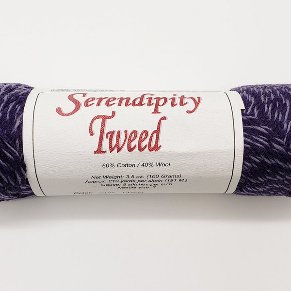 Serendipity Tweed Yarn. Brown Sheep Company.  Cotton Wool Blend Yarn. Purple yarn. Yarn for Knitting or Crochet.