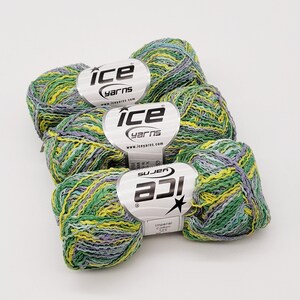 Destash Cotton Yarn Balls.  3 skeins Multicolored yarn. Ice Yarn. Multicolored yarn. Knitting yarn. Yarn for knitting. Vegan Friendly!