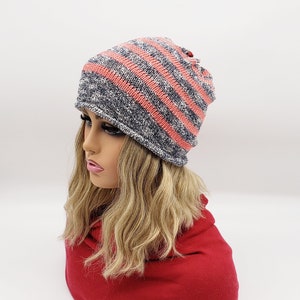 Striped Cotton Knit Beanie: Lightweight Summer Boho Hat